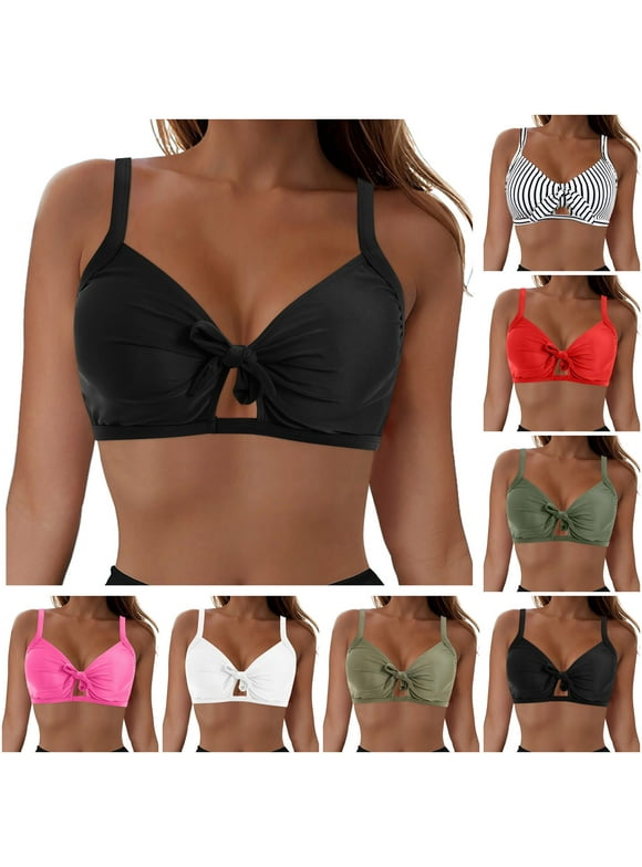 Underwire Bikini Top - Women Push Up Swim Top Bra Keyhole Swimsuit Tops 2026 (Red, M)