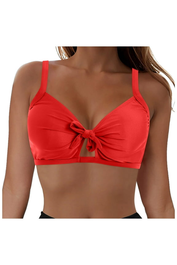 Underwire Bikini Top - Women Push Up Swim Top Bra Keyhole Swimsuit Tops 2026 (Red, XXL)