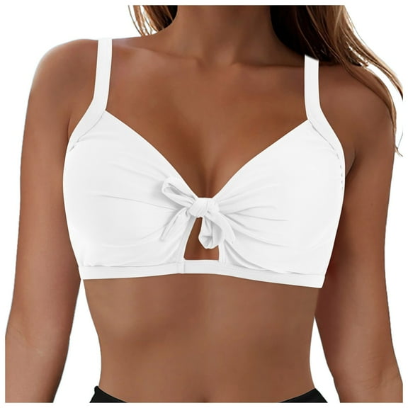 COMVALUE Underwire Bikini Top - Women Push Up Swim Top Bra Keyhole Swimsuit Tops 2026 (White, XXL)