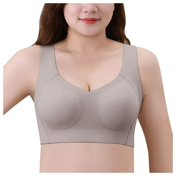 COMVALUE Wide Strap Ladies Wireless Seamless No Underwire Sleep Bras for Older Women Full Coverage Everyday Wirefree T Shirt Bra (Light Purple, 4XL)