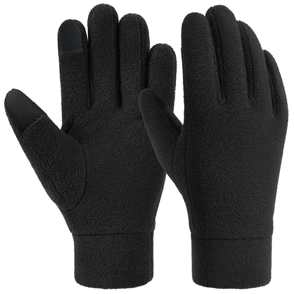 COMVALUE Winter Gloves Men Women Touch Screen Thermal Polar Fleece Gloves, Warm Gloves for Running Cycling Driving Hiking (Black, XL)