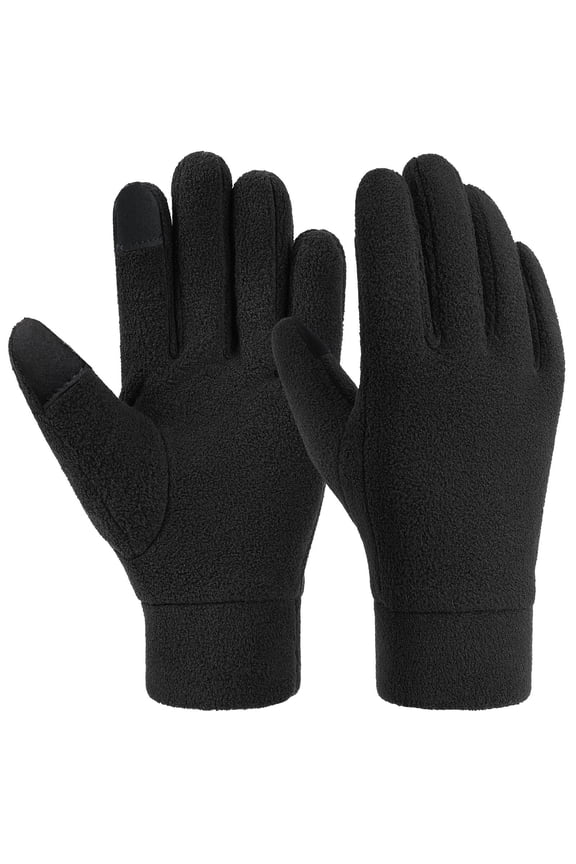 Winter Gloves Women Touchscreen Thermal Polar Fleece Warm Glove for Running Driving Bike Cycling (Black, S)