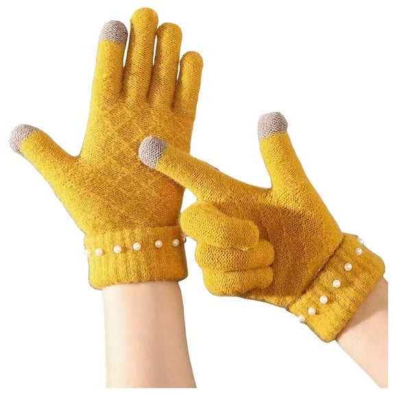 COMVALUE Winter Texting Gloves Women's Autumn And Winter Touch Screen Warm Thin Gloves (Yellow, One Size)