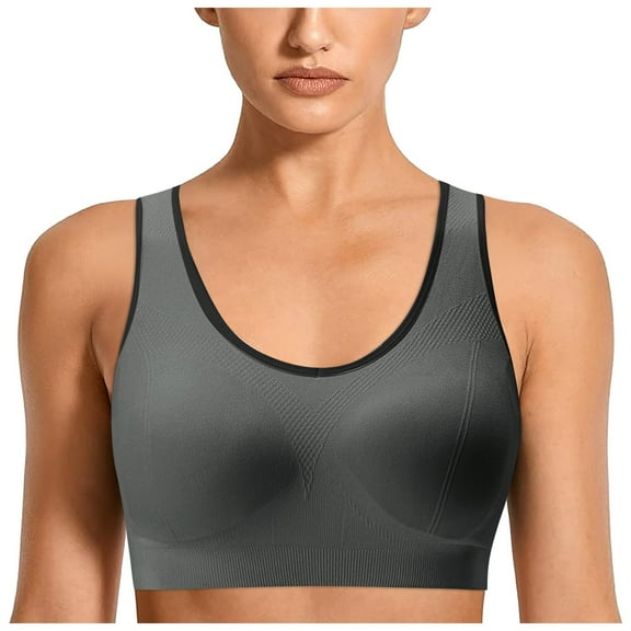 COMVALUE Wireless Bra for Women Supportive Seamless Bra for Yoga Gym Everyday Wear Medium Impact Activewear Bra (Grey, M)