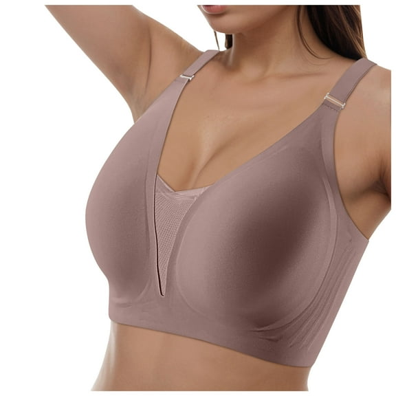 COMVALUE Wireless Push Up Bra for Women Full Coverage Bralette with Support No Underwire Everyday Comfort T-Shirt Bra (Grey, XXL)