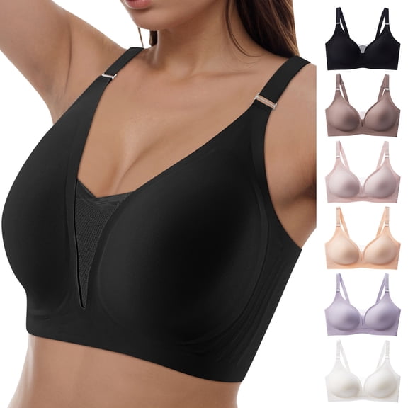 COMVALUE Wireless Push Up Bra for Women Full Coverage Bralette with Support No Underwire Everyday Comfort T-Shirt Bra (White, M)