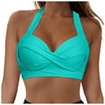 thumbnail image 1 of COMVALUE Women 2026 Halter Bikini Tops Push Up Retro Bathing Suits Padded Swimsuit Top Only No Bottom (Mint Green, L), 1 of 9
