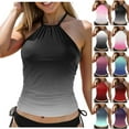 thumbnail image 1 of COMVALUE Women 2026 High Neck Bathing Suit Top Tummy Control Ruched Swimsuit Without Bottom Tankini Top Only (Light Pink, L), 1 of 7