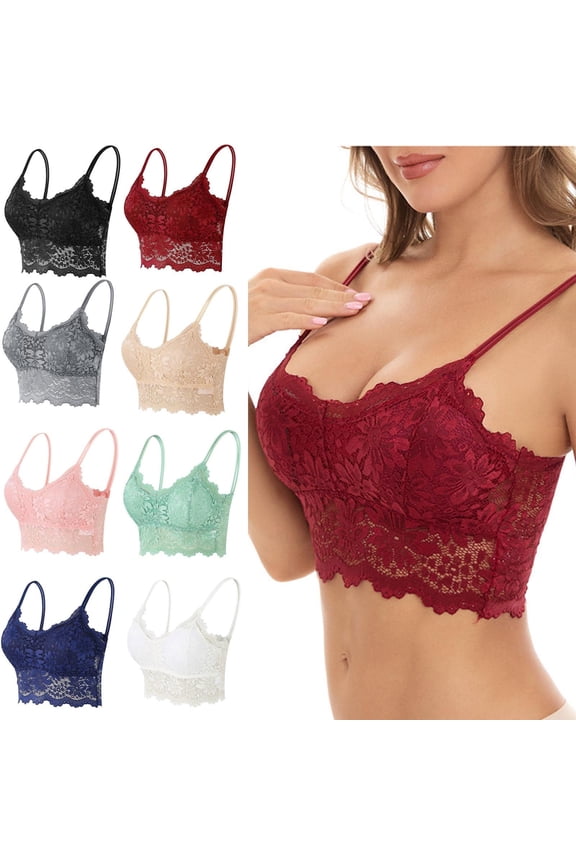 Women 2026 Lace Bra Plunge Padded No Underwire Bralettes Going Out Slim Cami Crop Top (Mint Green, XXL)