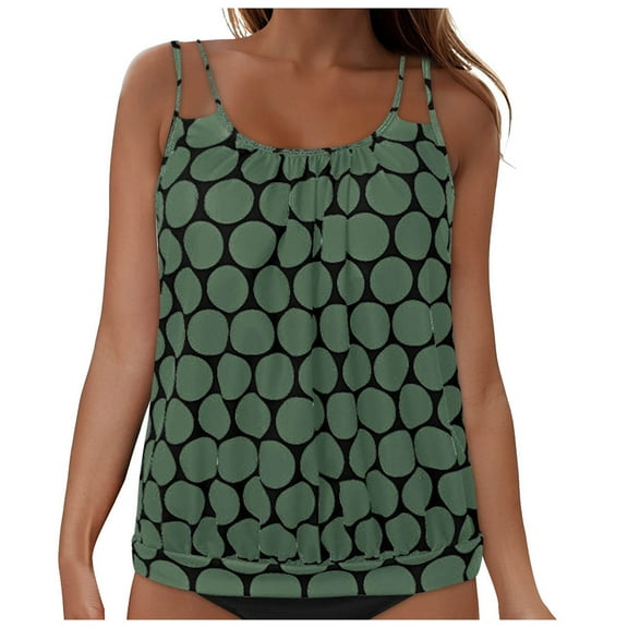 COMVALUE Women 2026 Tankini Swim Top Only - Tummy Control Swimsuit Bathing Suit Top (Army Green, M)