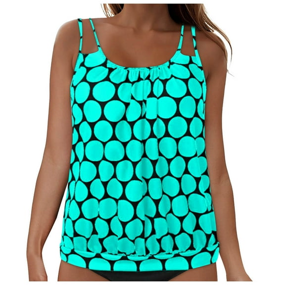 COMVALUE Women 2026 Tankini Swim Top Only - Tummy Control Swimsuit Bathing Suit Top (Mint Green, M)