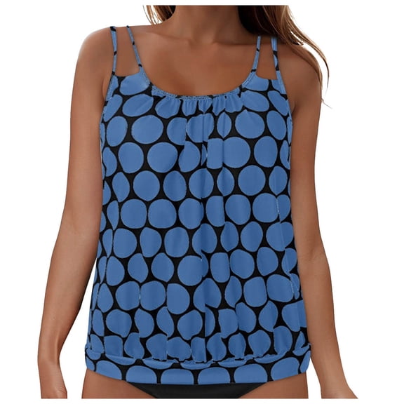 COMVALUE Women 2026 Tankini Swim Top Only - Tummy Control Swimsuit Bathing Suit Top (Sky Blue, XXL)