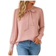 thumbnail image 1 of COMVALUE Women 2026 Tie Neck Bishop Long Sleeve Shirts Casual Work Blouses Tops (Pink, XL), 1 of 9