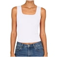 thumbnail image 1 of COMVALUE Women Built-in Bra Tank Tops Sleeveless Crewneck Rib Knit Shirts Slim Fit Basic Tee Tops (White, XXL), 1 of 7