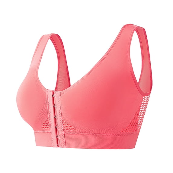 COMVALUE Women Front Closure Post Surgery Bras Mastectomy Surgical Support Wireless Full Coverage Bra 2026 (Watermelon Red, M)