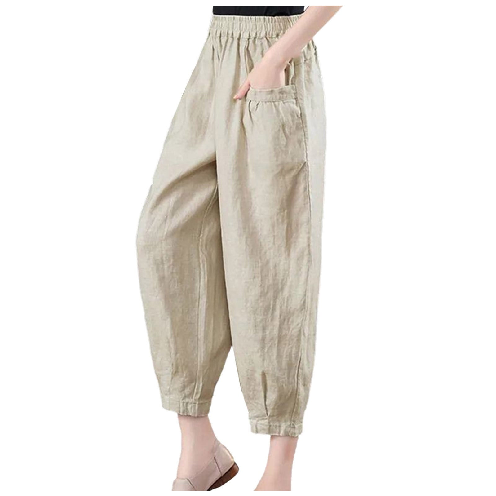 COMVALUE Women Pants Summer Fashion Beach Travel Vacation Cropped Pant ...