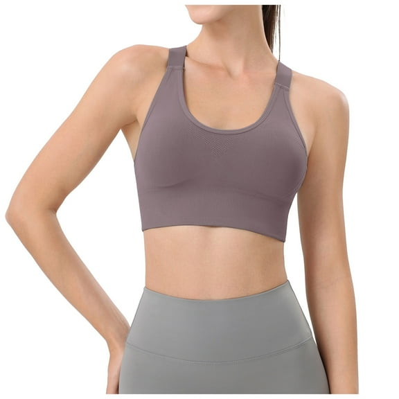 COMVALUE Women Racerback Sports Bras - High Impact Workout Gym Activewear Bra (Purple, XL)