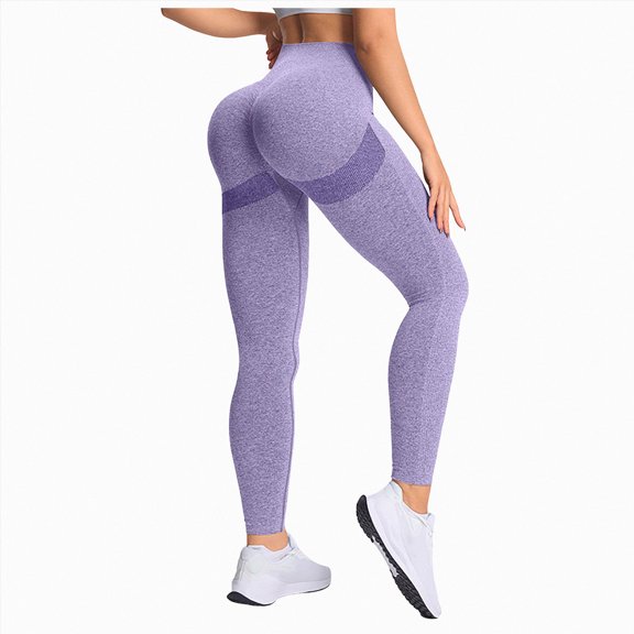 COMVALUE Women Scrunch Butt Lifting Leggings for Women Seamless High Waisted Workout Yoga Pants Gym Booty Tights Purple for Size S