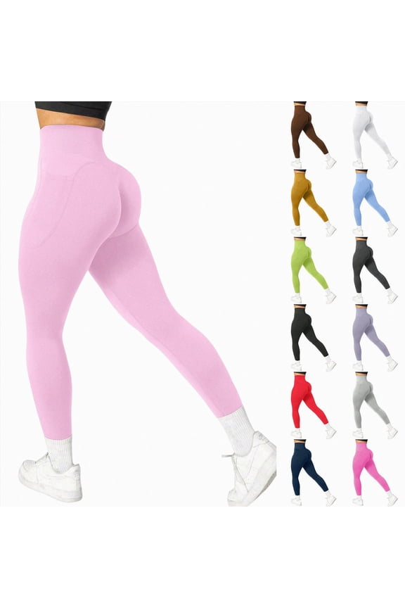 Women Scrunch Butt Lifting Leggings with Pockets Compression High Waisted Gym Workout Leggings White for Size S