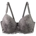 thumbnail image 1 of COMVALUE Women Sexy Lace Cleavage Extra Padded Push Up Bras Plunge Bra Underwire (Dark Gray,S), 1 of 3
