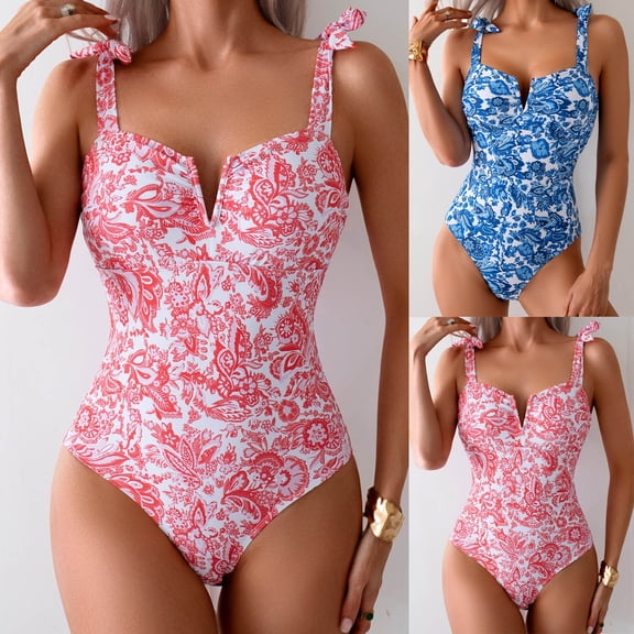 COMVALUE Women Sexy Tummy Control One Piece Swimsuits High Cut Bathing Suit 2026 (Pink, L)