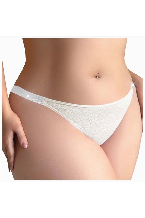 Women Shine Strap Thongs Underwear Sexy Comfortable Panties Underwear (White, 4XL)