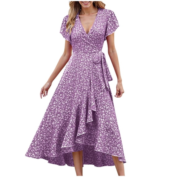 COMVALUE Women Summer Floral Boho Maxi Dresses 2026 Vacation Ruffle ...
