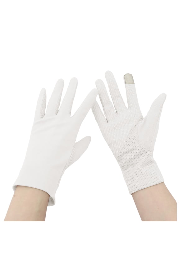Women Sunblock-Fingerless Gloves UV-Sun-Protection Driving Non-Slip Outdoor Gloves for Women Girls (White, One Size)