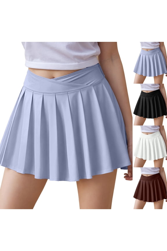 Women Tennis Golf Skirt High Waisted Crossover Pleated Athletic Workout Dress Running Skort (Purple, XL)