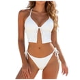 thumbnail image 1 of COMVALUE Women Two Piece String Bikini Set Halter Side Tie Triangle Thong Swimsuits Bathing Suit (White, XL), 1 of 8