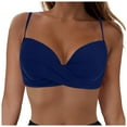 thumbnail image 1 of COMVALUE Women Underwire Bikini Top Push Up Swimsuit Top Bra Padded Bathing Suit 2026 Twist Front Swimwear (M, Dark Blue), 1 of 9