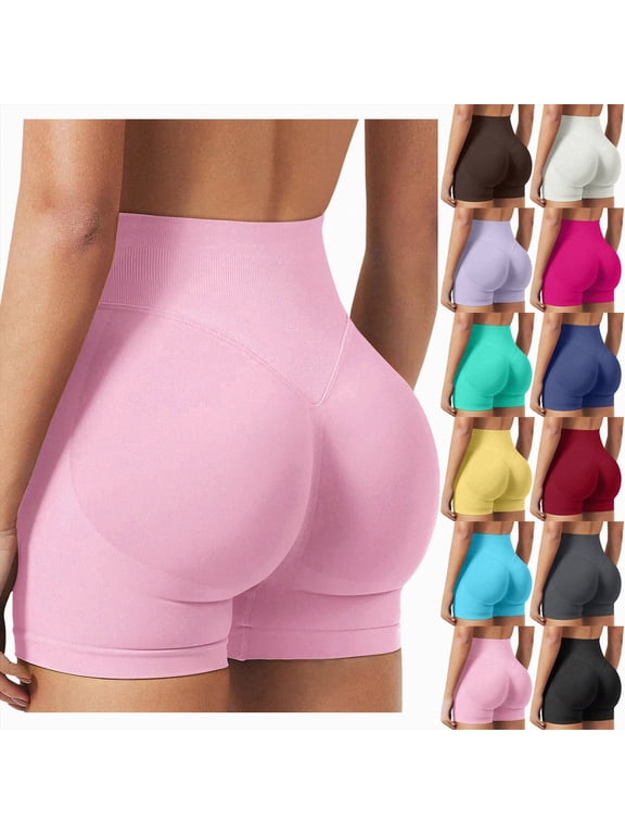 Women Workout Impact Shorts 2.5"/ 3.6"/ 4.5"/ 6" Scrunch Butt Lifting Gym Seamless Booty Biker Shorts (Black, M)