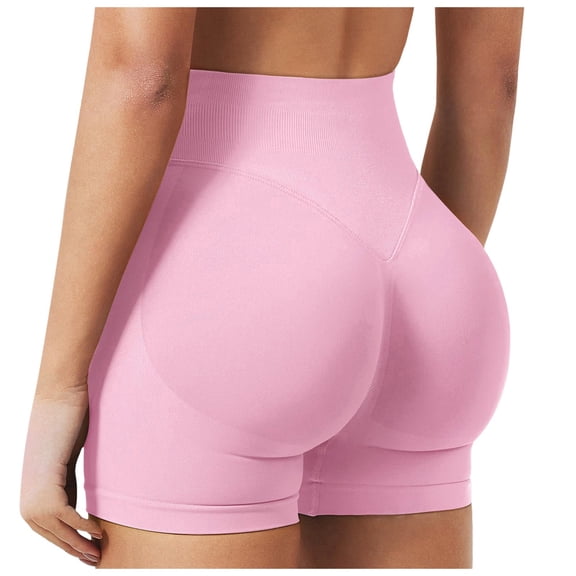 COMVALUE Women Workout Impact Shorts Hidden Scrunch Lifting 2.5"/3.6"/4.5"/6" Seamless Shorts (Pink, M)