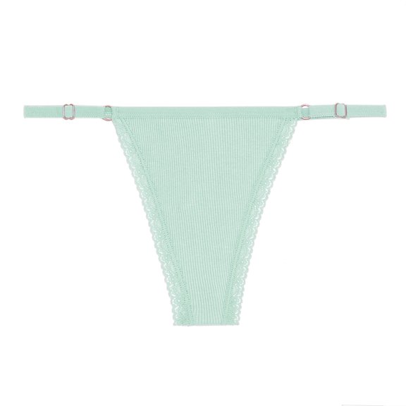 COMVALUE Women's 1 Pack Clear Strap Thong Adjustable G String Thongs Invisible (Light Green, XL)