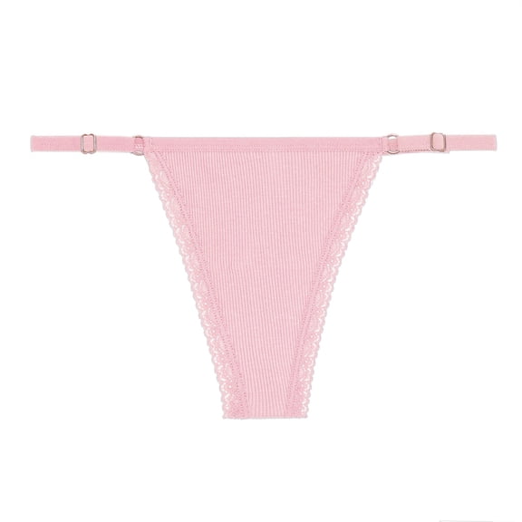 COMVALUE Women's 1 Pack Clear Strap Thong Adjustable G String Thongs Invisible (Pink, M)