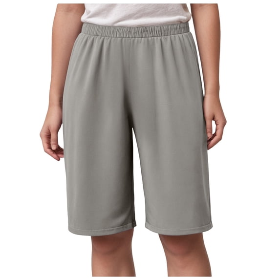 COMVALUE Women's 2026 Sport Knit High Rise Elastic Waist Capri Pants (Grey, M)