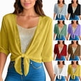 thumbnail image 1 of COMVALUE Women's 2026 Summer Lightweight Short Bolero Cardigan Shrug Sheer Tie Front Top 3/4 Sleeve Jacket for Dress Black XL, 1 of 7