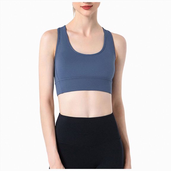 COMVALUE Women's Active Total Train Medium Support Racerback Sports Bra (Navy, M)