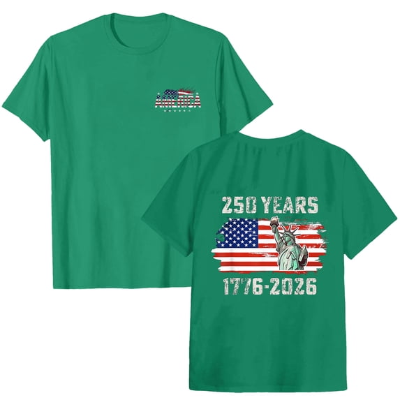 COMVALUE Women's America 250th Birthday T-Shirt 1776-2026 USA Map Flag Graphic Anniversary Patriotic Short Sleeve Tee Tops (Green, 3XL)