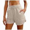 thumbnail image 1 of COMVALUE Women's Athletic Running Shorts 5" Quick Dry Workout Hiking High Waisted Active Exercise (Khaki, L), 1 of 5