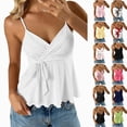 thumbnail image 1 of COMVALUE Women's Babydoll Tops Sleeveless V Neck Peplum Crop Wrap Top Cute Summer Tie Front Camisole Green XXL, 1 of 5