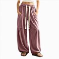 thumbnail image 1 of COMVALUE Women's Baggy Wide Leg Pants Casual Drawstring Harem Pants Bohemian Trousers with Big Pockets (Pink, S), 1 of 8