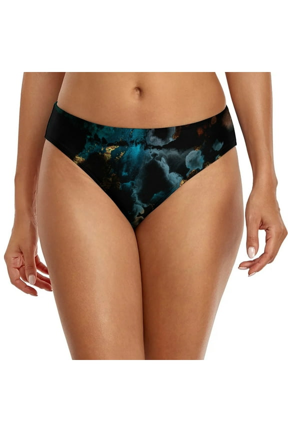 Women's Bikini Bottom, Cheeky Coverage, Swimwear Separates (Green, L)