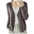 thumbnail image 1 of COMVALUE Women's Cardigans Lightweight Button Up Fall Long Sleeve Cardigan Sweater Solid Color V Neck Knitted Tops (Coffee, XXL), 1 of 5