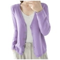 thumbnail image 1 of COMVALUE Women's Cardigans Lightweight Button Up Fall Long Sleeve Cardigan Sweater Solid Color V Neck Knitted Tops (Light Purple, S), 1 of 5