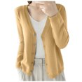 thumbnail image 1 of COMVALUE Women's Cardigans Lightweight Button Up Fall Long Sleeve Cardigan Sweater Solid Color V Neck Knitted Tops (Yellow, XXL), 1 of 5