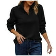 thumbnail image 1 of COMVALUE Women's Casual Long Sleeve Stand Neck Sweatshirt Lightweight Button Pullover Tops (Black,M), 1 of 9
