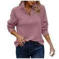 thumbnail image 1 of COMVALUE Women's Casual Long Sleeve Stand Neck Sweatshirt Lightweight Button Pullover Tops (Pink,XXL), 1 of 9