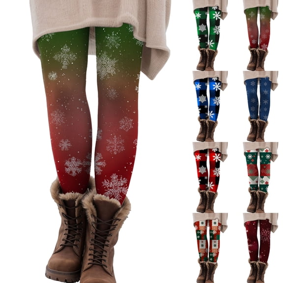 COMVALUE Women's Christmas Leggings Funny Graphic Legging Casual Soft Comfy Elastic Ankle Length Yoga Pants (Watermelon Red, S)