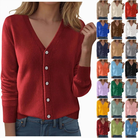 COMVALUE Women's Cotton Lightweight Cardigans Long Sleeve Knitted Button Down Sweater Purple for Size XL